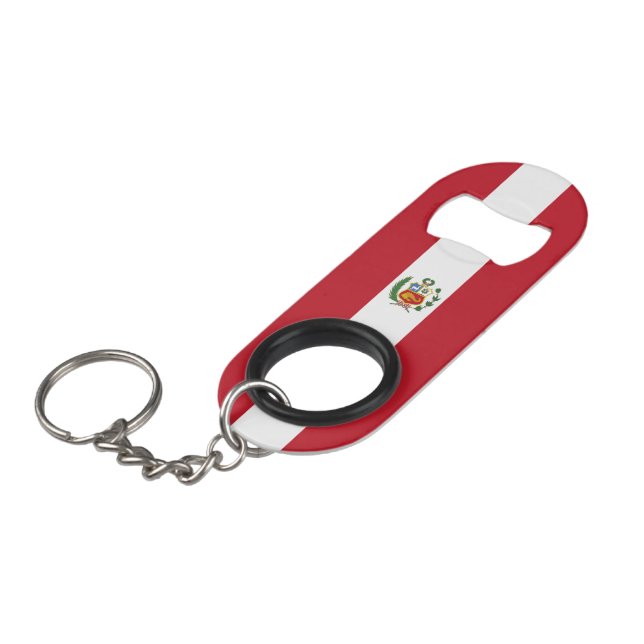 Peru flag keychain bottle opener (Front Angled)