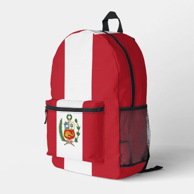 Peru flag printed backpack (Back Corner Right)