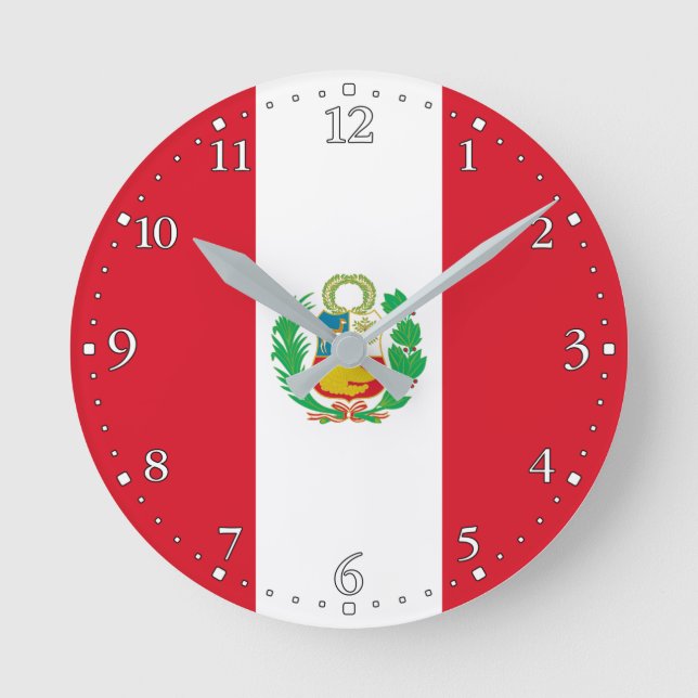 Peru Flag Round Clock (Front)