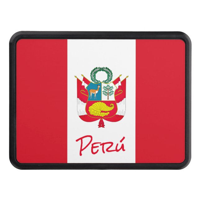 Peru Flag Trailer Hitch Cover (Front)