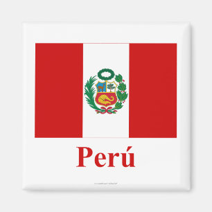 Peru Flag with Name in Spanish Magnet