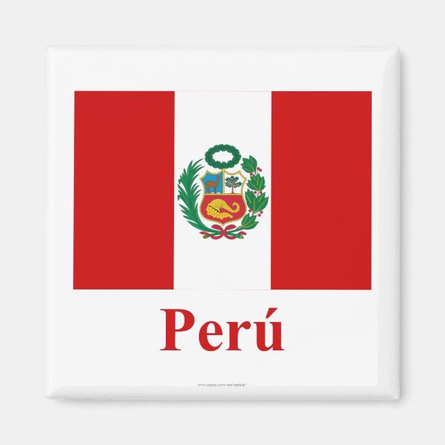 Peru Flag with Name in Spanish Magnet (Front)