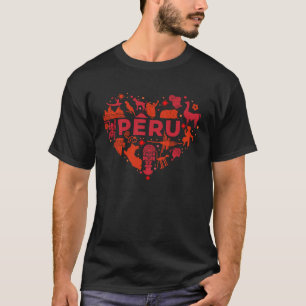 Peru Heart Culture Tradition Heritage Peru Llama T-Shirt