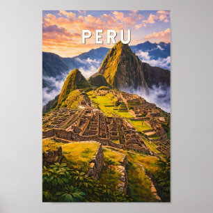 Peru Illustration Travel Art Vintage Poster