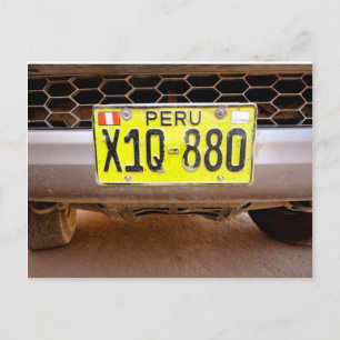 Peru license plate postcard