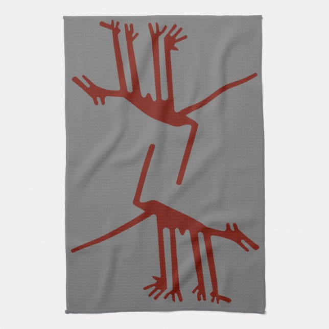Peru lines art geoglyphs animals kitchen towel (Vertical)