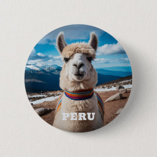 Peru Llama 2 Inch Round Button