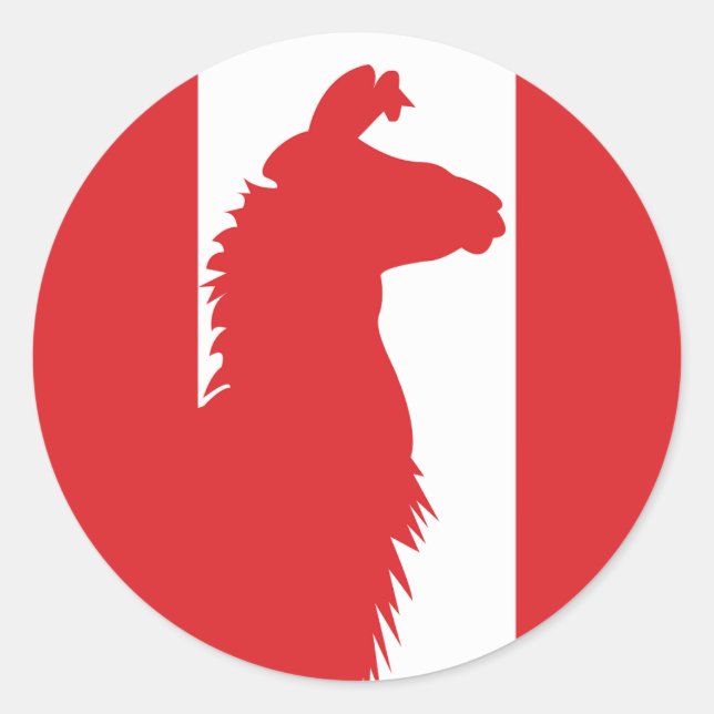 Peru Llama Alpaca Peruvian National Animal Flag Classic Round Sticker (Front)