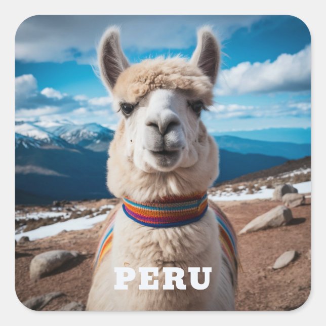 Peru Llama Square Sticker (Front)