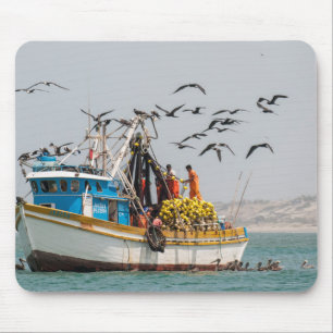 Peru, Los Organos. Fishing Boat In Los Organos Mouse Pad