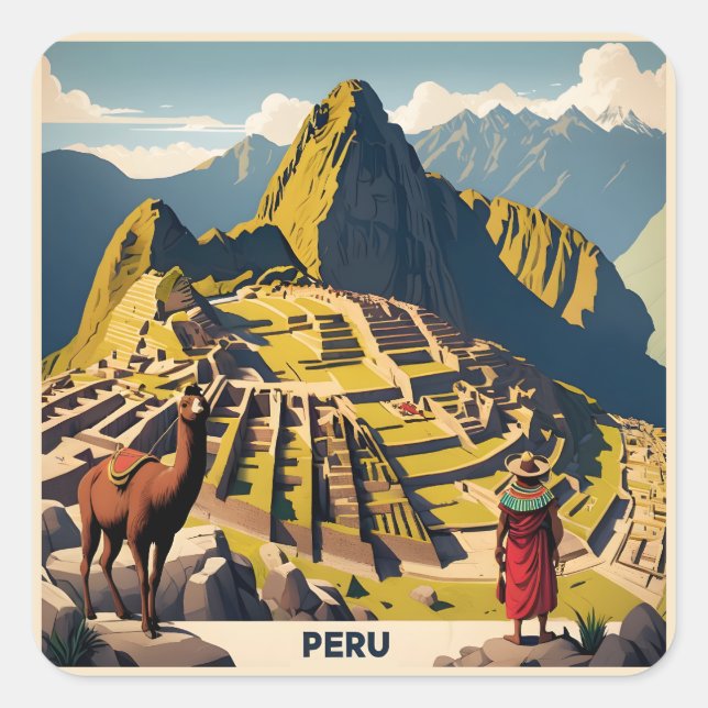 Peru Machu Picchu Square Sticker (Front)