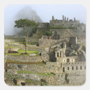 Peru, Machu Picchu. The ancient citadel of Square Sticker