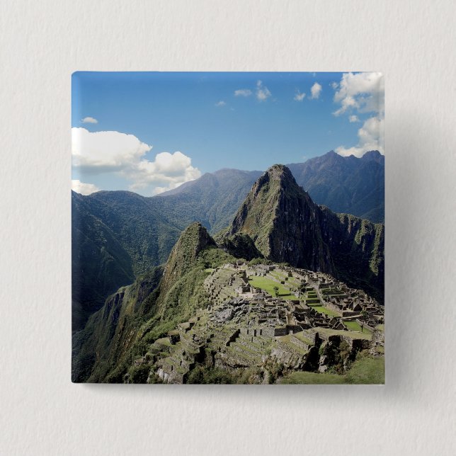 Peru, Machu Picchu, the ancient lost city of 2 Inch Square Button (Front)