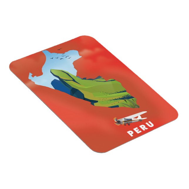 Peru map Illustrated travel poster Magnet (Right Side)
