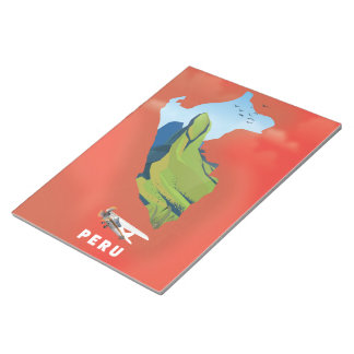 Peru map Illustrated travel poster Notepad