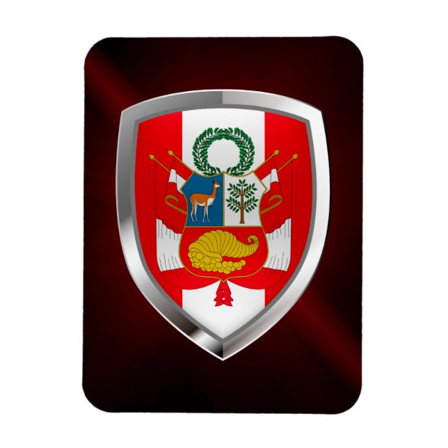 Peru Metallic Emblem Magnet (Vertical)