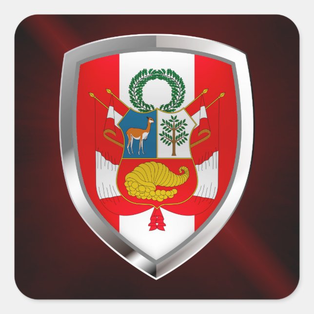 Peru Metallic Emblem Square Sticker (Front)