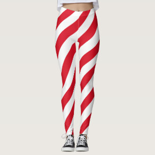 Peru National Flag Colours Diagonal Striped Leggings