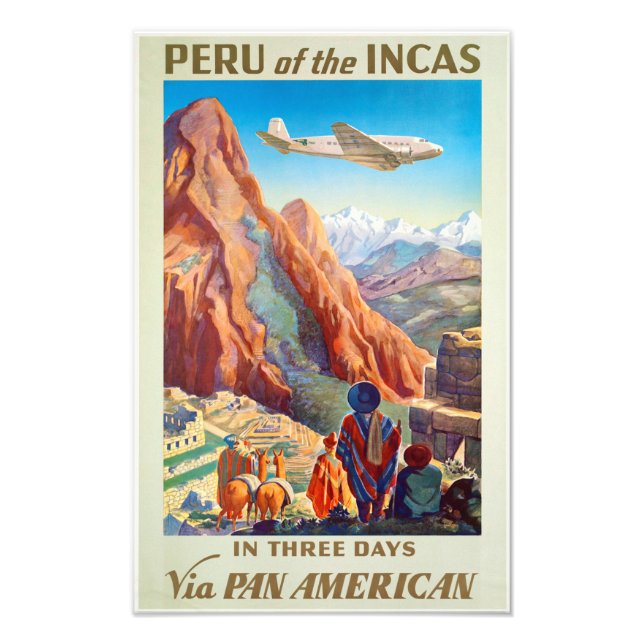 Peru of the Incas Vintage Travel Poster Art (Front)
