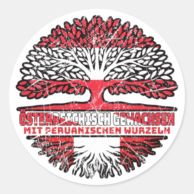 Peru Peruanisch Österreichisch Österreich Baum Classic Round Sticker (Front)