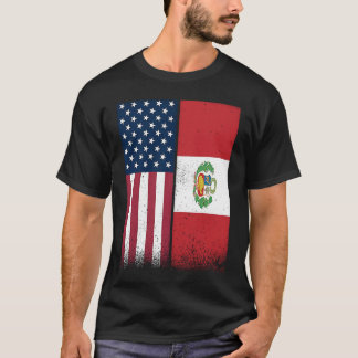 Peru Peruvian American Flags Proud USA Peru T-Shirt