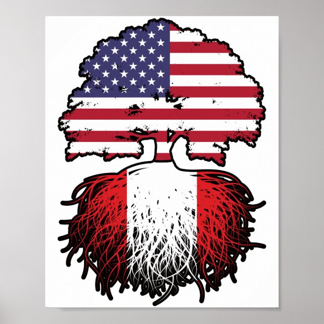 Peru Peruvian American USA Tree Roots Flag Poster (Front)