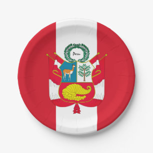 Peru & Peruvian flag, emblem, party /sports Paper Plate