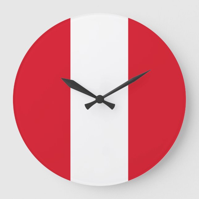 Peru (Peruvian) Flag Large Clock (Front)
