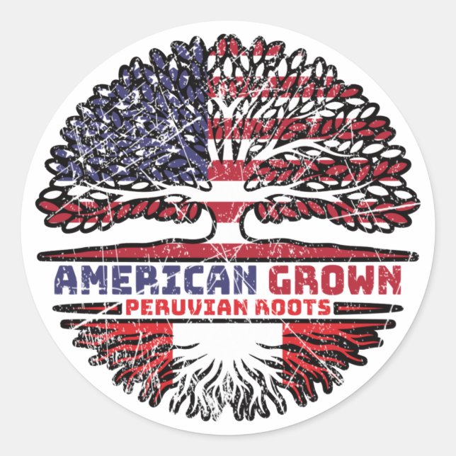 Peru Peruvian US American USA United States Tree Classic Round Sticker (Front)