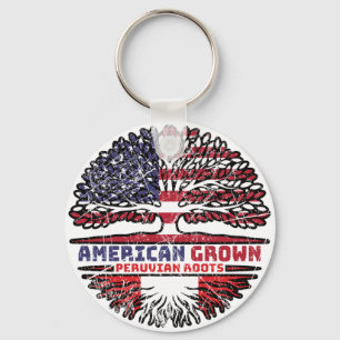 Peru Peruvian US American USA United States Tree Keychain