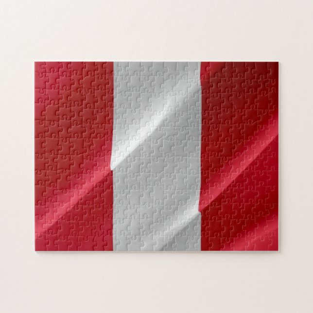 Peru - Peruvian Waving Flag - Jigsaw Puzzle (Horizontal)