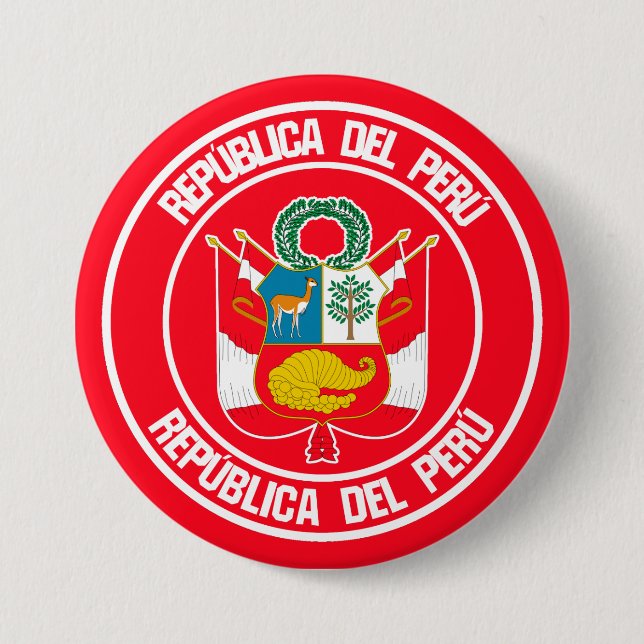 Peru Round Emblem 3 Inch Round Button (Front)