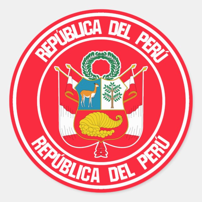 Peru Round Emblem Classic Round Sticker (Front)