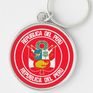Peru Round Emblem Keychain