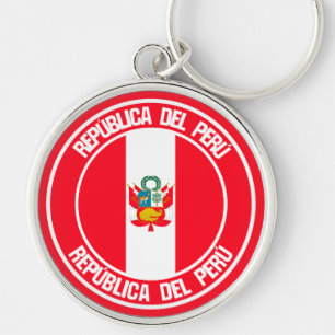 Peru Round Emblem Keychain