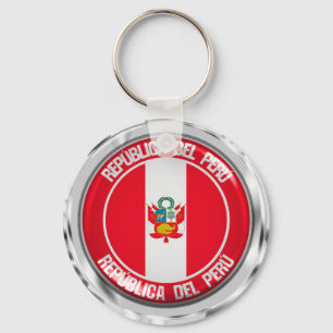 Peru Round Emblem Keychain
