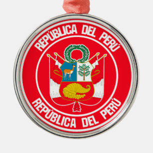 Peru Round Emblem Metal Ornament