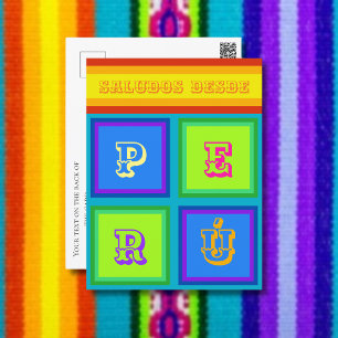 Peru sarape ethnic colour holiday Postcard