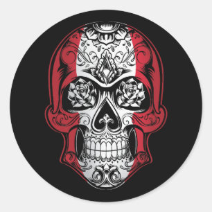 Peru  Skull And Roses Flag Classic Round Sticker