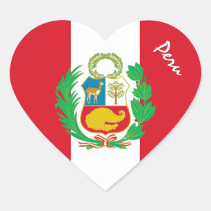 Peru Sticker, Heart, Patriotic Peruvian Flag Heart Sticker