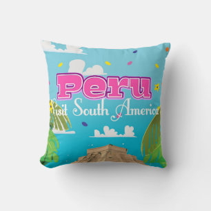 Peru Travel poster art. Throw Pillow