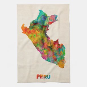 Peru Watercolor Map Kitchen Towel