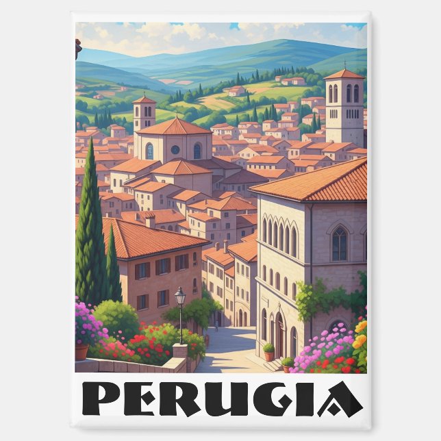 Perugia Italy Travel Magnet (Front)