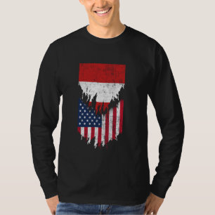 Peruvian American Flags Ripped Torn Peru T-Shirt