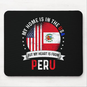 Peruvian American Patriot Heart Is From Peru Flag  Mouse Pad