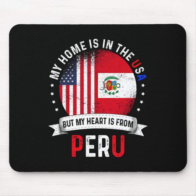Peruvian American Patriot Heart Is From Peru Flag  Mouse Pad (Front)