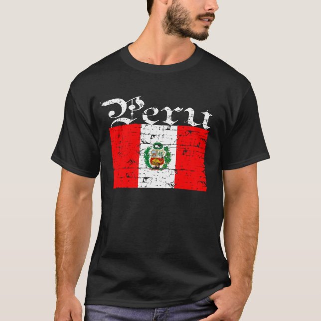 Peruvian distressed flag T-Shirt (Front)