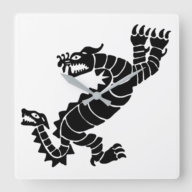 Peruvian Dragon Square Wall Clock (Front)