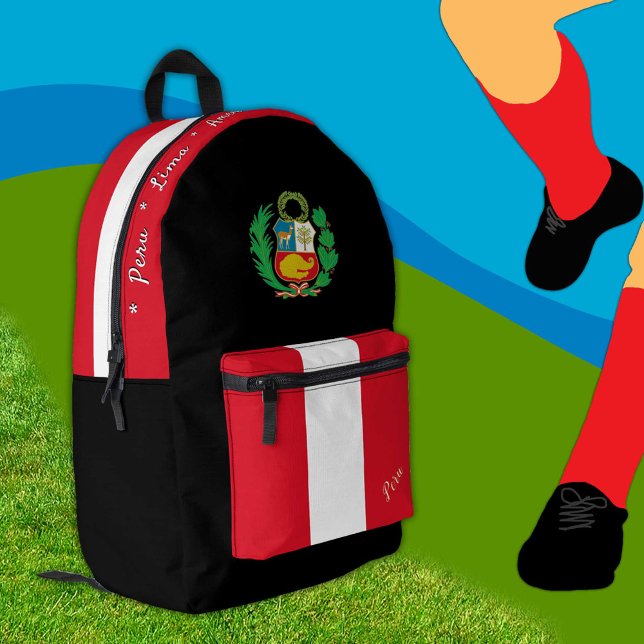 Peruvian Flag backpack, Peru, patriot black Printed Backpack (Creator Uploaded)