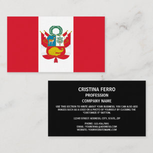 Peruvian Flag & Coat of Arms, Flag of Peru Business Card